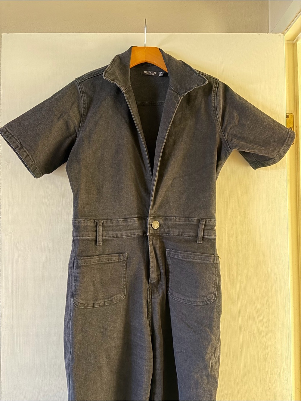 Nasty Gal Black Short-Sleeve Utility Jumpsuit - Picture 3 of 4